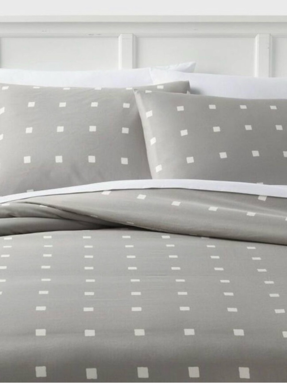 Gray Geo Dot Cotton Duvet Cover Set Full/Queen size
